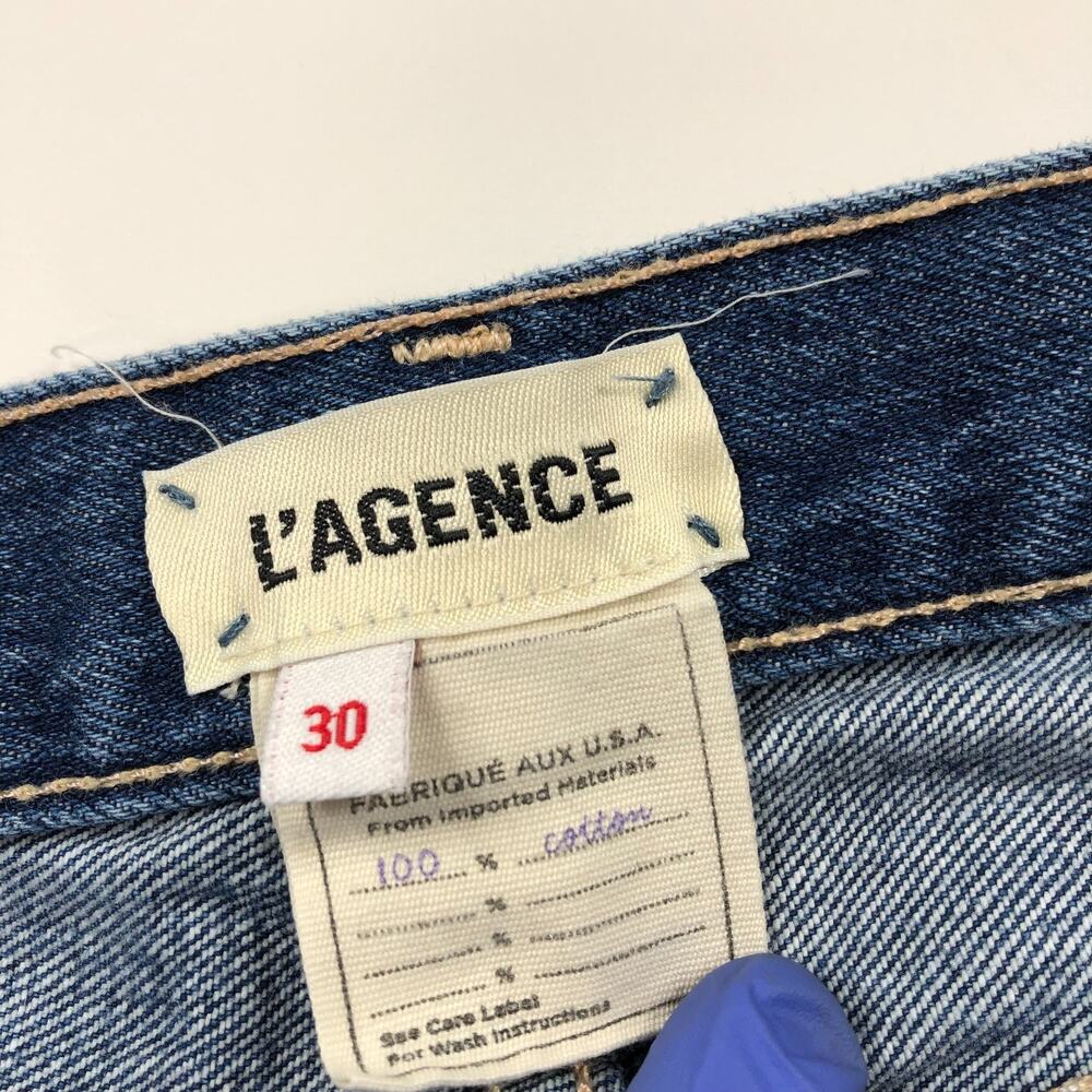 L'Agence Olga 30 (Fits 32W 27L) High Rise Distressed Cuffed Jeans - Picture 9 of 12